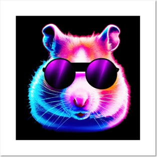 Rave Hamster Purple Retro Pop Art Colorful Posters and Art